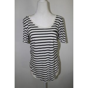 Babaton Aritiza‎ Striped Scoop Neck Pocket Tee White Black XS Pima Cotton